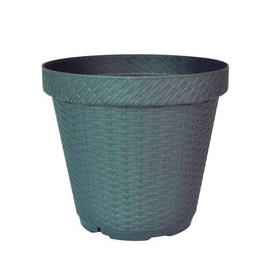 MACETA RATTAN REDONDA D25 GRIS OXFORD INCLUYE PLATO BASE MRRD2546 L