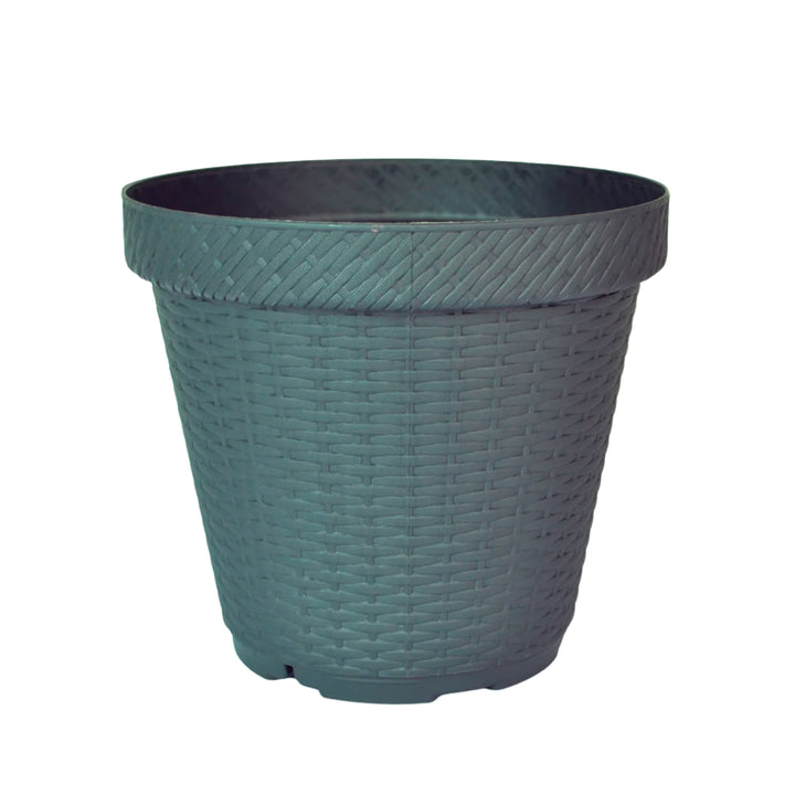 MACETA RATTAN REDONDA D25 GRIS OXFORD INCLUYE PLATO BASE MRRD2546 L