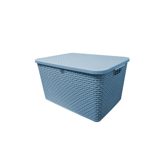 CAJA RATTAN C/TAPA MEDIANA L 46.2  AZUL  TURQUIA CRMD0079