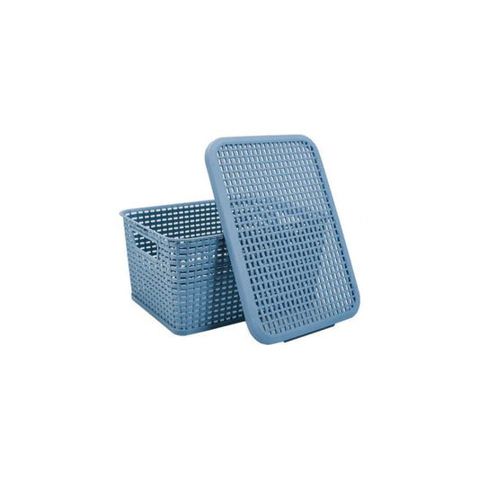 CAJA RATTAN C/TAPA CHICA L 29.3  AZUL  TURQUIA CRCH0079