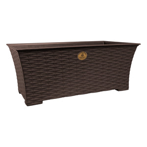 Foto de jardinera rattan l45 chocolate incluye rejilla de auto riego jara4506 — Alco Distribuidora Torreón mayoreo