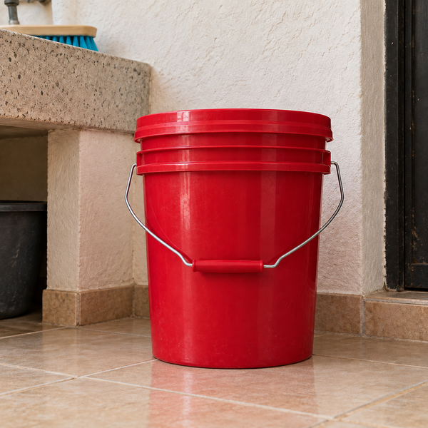 Cubeta industrial con tapa y asa 10 L roja