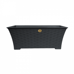 Foto de jardinera rattan l45 gris oxford incluye rejilla de auto riego jara4546 — Alco Distribuidora Torreón mayoreo